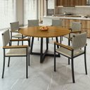 Ver imagem 1 de Conjunto Sala de Jantar Mesa Redonda 6 Cadeiras com Braço MDF Coliseu Bege Rami/Pérola