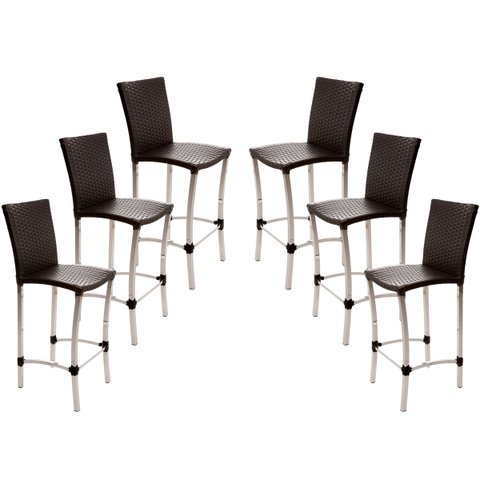 6 Banquetas Cannes em Alumínio para Cozinha, Bancada, Churrasqueira, Bistrô - Tabaco