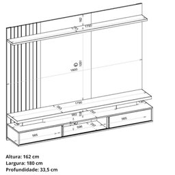 Painel Leoni para TV 65 Polegadas Porta Deslizante DJ Móveis - 4