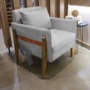 Ver imagem 2 de Kit 02 Poltronas Lana Suede Cinza Base de Madeira - D’Rossi