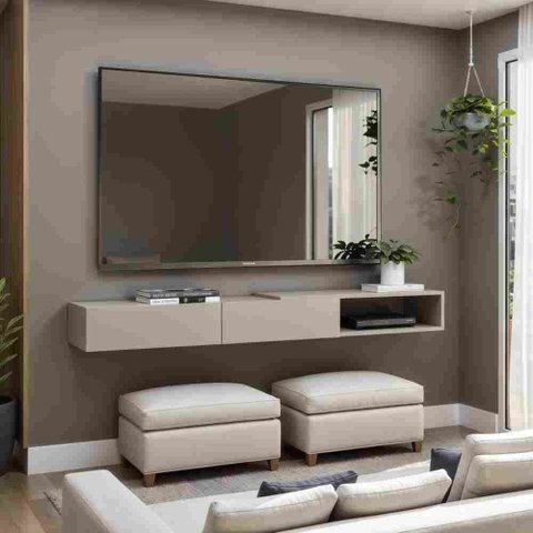 Rack Suspenso para TV até 60 Polegadas 2 Portas Ravelo 160cm:Off White