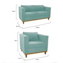 Ver mais imagens de Kit Sofá 2 Lugares e Poltrona Europa Suede Azul Tiffany - Am Decor