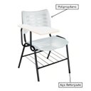 Ver imagem 3 de Cadeira Universitária Plástica Prancheta Mdf Cor Cinza Masticmol