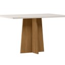 Ver imagem 1 de Mesa para Sala de Jantar com Tampo de MDF e Vidro 135cm Moderno Marrom/Ype/Off White
