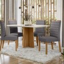 Ver imagem 3 de Mesa para Sala de Jantar com Tampo de MDF e Vidro 135cm Moderno Marrom/Ype/Off White