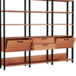 Estante Alta Estilo Industrial 2 Portas 2 Gavetas E93 Freijó/Preto Fosco - Pradel - 3