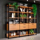 Ver imagem 1 de Estante Alta Estilo Industrial 2 Portas 2 Gavetas E93 Freijó/Preto Fosco - Pradel