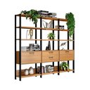 Ver imagem 2 de Estante Alta Estilo Industrial 2 Portas 2 Gavetas E93 Freijó/Preto Fosco - Pradel