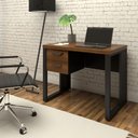Ver imagem 1 de Escrivaninha Industrial com 2 Gavetas e Pés em Metal 90cm Cor:nogal com Preto