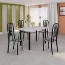 Ver imagem 1 de Conjunto de Mesa Tubular 120cm x 75cm Tampo Granito Ocre com 4 Cadeiras Lara Preto/Floral/Txt