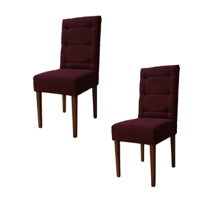 Kit 2 Cadeiras Sala de Jantar Estofadas Eloísa Veludo Vinho (liz Maria)