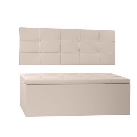 Kit Painel e Calçadeira Baú Queen 1,60m Roma Corano Bege - Pallazio
