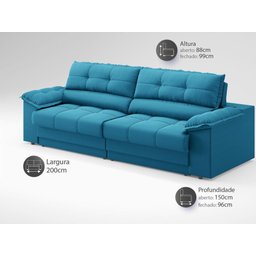 Sofá com Carregador Usb e Molas no Assento Retrátil Reclinável Mimo 2,00m Velosuede Royal - Netsofas - 2