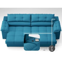 Sofá com Carregador Usb e Molas no Assento Retrátil Reclinável Mimo 2,00m Velosuede Royal - Netsofas - 6