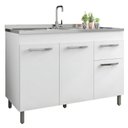 Ver imagem 2 de Balcão 1,19 para Pia Home Branca 3 Portas 1 Gaveta Mdp 120cm Fiorello