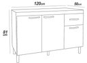 Ver imagem 4 de Balcão 1,19 para Pia Home Branca 3 Portas 1 Gaveta Mdp 120cm Fiorello