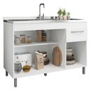 Ver imagem 3 de Balcão 1,19 para Pia Home Branca 3 Portas 1 Gaveta Mdp 120cm Fiorello