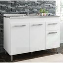 Ver imagem 1 de Balcão 1,19 para Pia Home Branca 3 Portas 1 Gaveta Mdp 120cm Fiorello