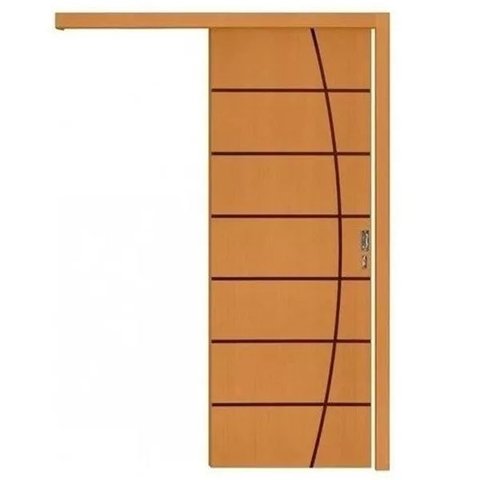 Kit Porta de Correr de Madeira Frisada 210x80cm Imbuia Allo Esquadrias