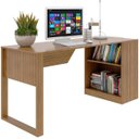 Ver imagem 1 de Mesa para Escritório com Armário Lateral 160 cm Amêndoa