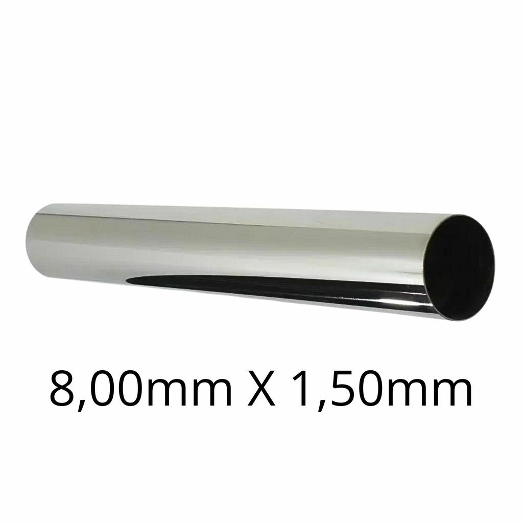 Tubo Inox - 08,00mm X 1,50mm - Polido - 304/l - C/c - 0500mm - 1