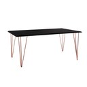 Ver imagem 1 de Mesa de Jantar Industrial Clips de Ferro Cobre Tampo Retangular Preto 135x75