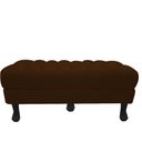 Ver imagem 3 de Recamier Baú Luis Xv Capitonê Retrô 160cm Suede Marrom Pés Madeira Ms Decor