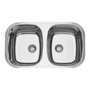Ver imagem 1 de Cuba Inox Dupla 44,6 X 76,8cm com Válvula de 3 1/2 Acabamento Alto Brilho