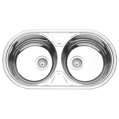 Cuba Dupla Redonda Aço Inox 84x44 Alto Brilho