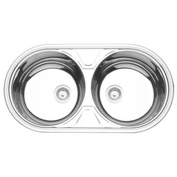 Cuba Dupla Redonda Aço Inox 84x44 Alto Brilho - 1