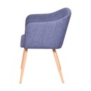 Ver imagem 3 de Cadeira Revestida de Assento em Linho - Jeans Azul - Base Metal Madeira
