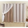 Cortina Blackout Estampado com Voil 2,00M x 1,60M - Listras Bege - 1