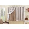 Cortina Blackout Estampado com Voil 2,00M x 1,60M - Listras Bege - 2