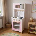 Ver imagem 2 de Kit Livro Mini Cozinha Infantil com Pia Fogão e Microondas - Rosa Bebê