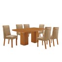 Ver imagem 1 de Mesa de Jantar Eloise Yasmin 180 cm Tampo MDF Canto Copo Laminado com 6 Cadeiras Moderna Mobília