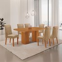 Ver imagem 2 de Mesa de Jantar Eloise Yasmin 180 cm Tampo MDF Canto Copo Laminado com 6 Cadeiras Moderna Mobília