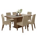 Ver imagem 2 de Conjunto Sala de Jantar Tampo de Madeira 6 Cadeiras Rustic/Crema/Imperial Grasse Madesa