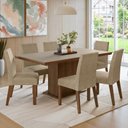 Ver imagem 1 de Conjunto Sala de Jantar Tampo de Madeira 6 Cadeiras Rustic/Crema/Imperial Grasse Madesa
