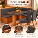 Ver mais imagens de Canto Alemão Baú com Mesa Retangular Tampo em Vidro e 2 Cadeiras Casuá Mel Cinza