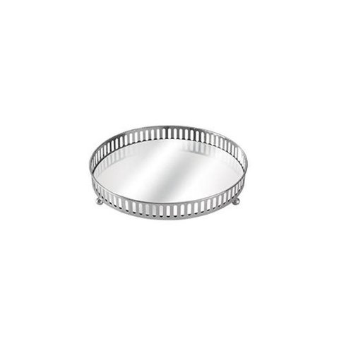 Bandeja em Metal C/espelho Prata 20Cm