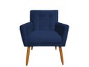Ver imagem 3 de Kit Namoradeira + 1 Poltrona Decorativa Onix Suede Azul Marinho Pés Madeira Mz Decor