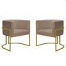 Kit 2 Poltronas Decorativa Nayara Base Ferro Dourado Twdecora Suede - 1