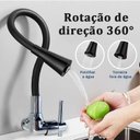 Ver imagem 2 de Torneira para Cozinha Preta Flexível com Arejador Duplo de Parede Fc-03