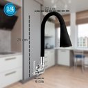 Ver imagem 7 de Torneira para Cozinha Preta Flexível com Arejador Duplo de Parede Fc-03