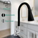 Ver imagem 6 de Torneira para Cozinha Preta Flexível com Arejador Duplo de Parede Fc-03