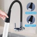 Ver imagem 1 de Torneira para Cozinha Preta Flexível com Arejador Duplo de Parede Fc-03