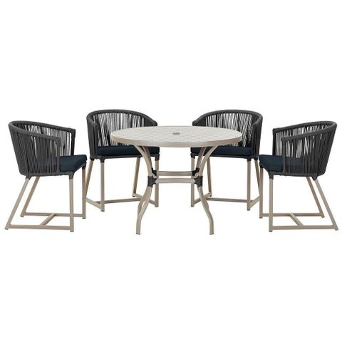 Mesa com 4 Cadeiras e Noronha Estofado 12 Trama Original Preto