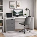 Ver imagem 5 de Mesa Escrivaninha Porto 3 Gavetas 40250685 Cinza/branco - Politorno