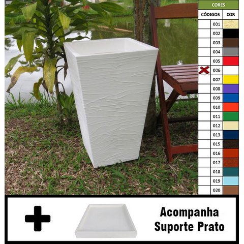 Kit Vaso Planta + Prato 60x40 Trapézio Rústico Polietileno BGPLASTICOS MARROM CAFE 003