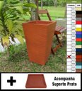 Ver imagem 2 de Kit Vaso Planta + Prato 60x40 Trapézio Rústico Polietileno BGPLASTICOS MARROM CAFE 003